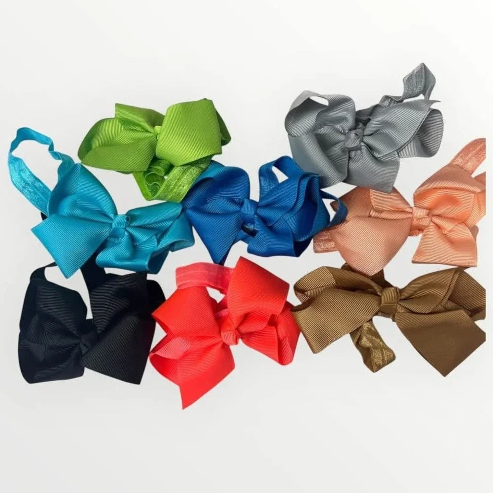 Baby Girl Bow Headbands Excellent Condition Pink Purple Brown Tan Orange‎ & More